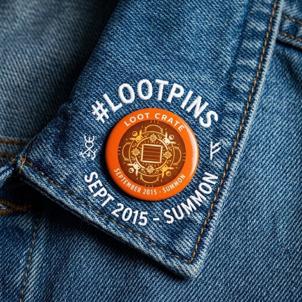 Loot Crate September 2015 Summon Pikachu Theme Pin Button Orange Brown Badge
